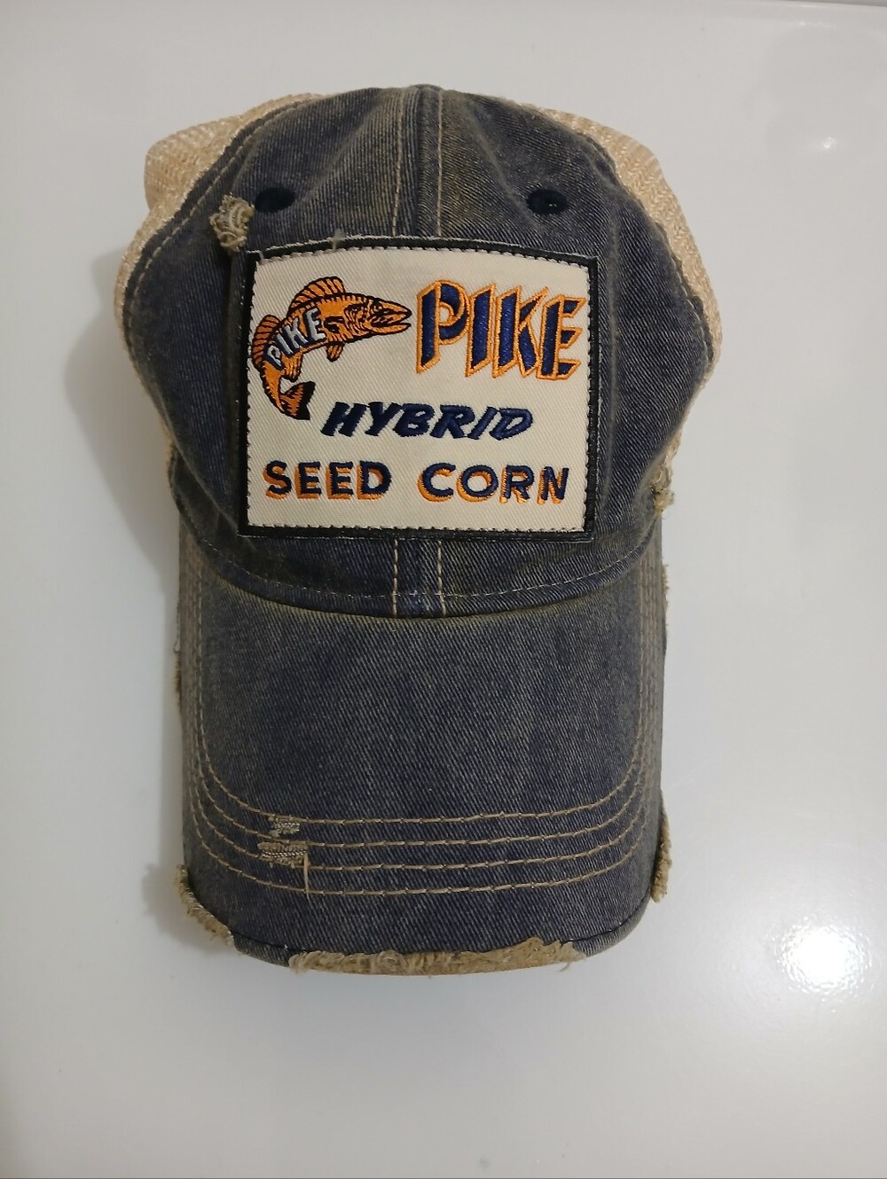 Hybrid Seed Corn  Distressed Denim Cap - Blue/Tan